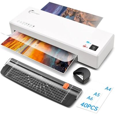 Buyounger Plastificadora , Plastificadora a Frio e a Quente com 40 Bolsas, Laminadora para A5 A6 com Cortador de Papel, Arredondador de Cantos para Uso Doméstico, Escolar e de Escritório Modo Frío y Caliente, Calentamiento 1 Min, Velocidad 340mm/min, B Buyounger Plastificadora , Plastificadora a Frio e a Quente com 40 Bolsas, Laminadora para A5 A6 com Cortador de Papel, Arredondador de Cantos para Uso Doméstico, Escolar e de Escritório Modo Frío y Caliente, Calentamiento 1 Min, Velocidad 340mm/min, B