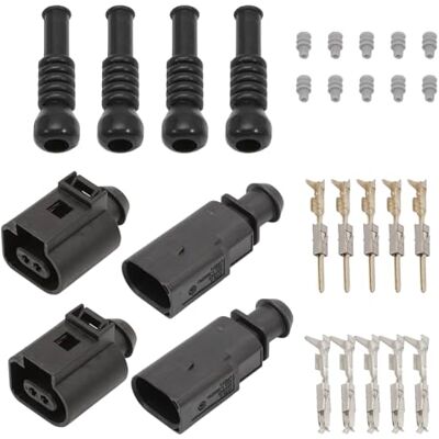 Anlseiod 1J0973802 Conector de 2 pinos para VW Golf Audi A3 Skoda Seat 2 pinos conectores martelo cabos (macho e feminino) para A1 A4 A5 Superb Leon Octavia inclui terminais e juntas Anlseiod 1J0973802 Conector de 2 pinos para VW Golf Audi A3 Skoda Seat 2 pinos conectores martelo cabos (macho e feminino) para A1 A4 A5 Superb Leon Octavia inclui terminais e juntas