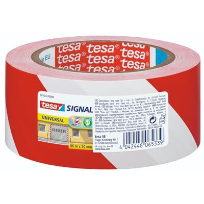 tesa Fita adesiva de sinalização temporária , cor vermelha/branca Fita de secagem autoadesiva para marcar permanentemente zonas de perigo fabricada em PP resistente tesa Fita adesiva de sinalização temporária , cor vermelha/branca Fita de secagem autoadesiva para marcar permanentemente zonas de perigo fabricada em PP resistente