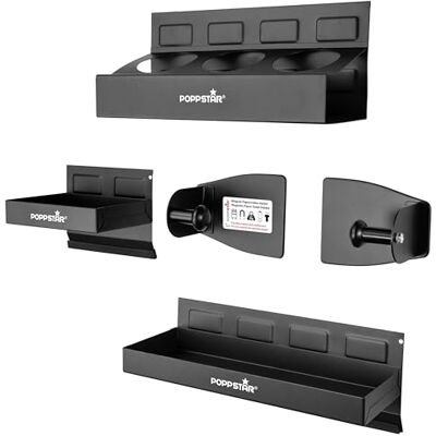POPPSTAR Conjunto de bandejas magnéticas, vários tamanhos: 150 mm, 210 mm, 310 mm, com suporte magnético para toalhas de papel, cor: Preto POPPSTAR Conjunto de bandejas magnéticas, vários tamanhos: 150 mm, 210 mm, 310 mm, com suporte magnético para toalhas de papel, cor: Preto