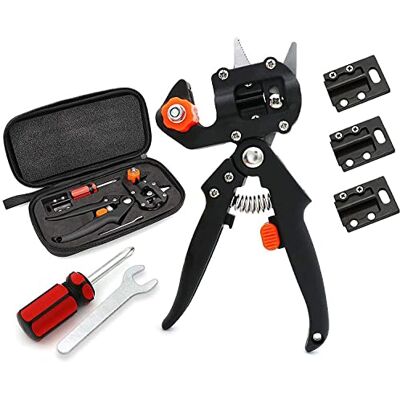 LEADSTAR Tesoura profissional 2 em 1, kit de ferramentas de enxerto e poda com 3 lâminas de corte V/U/SWATEE para planta árvores frutas ramos bonsai, preto LEADSTAR Tesoura profissional 2 em 1, kit de ferramentas de enxerto e poda com 3 lâminas de corte V/U/SWATEE para planta árvores frutas ramos bonsai, preto