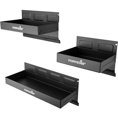 POPPSTAR 3 bandejas magnéticas, tamanhos diferentes: 150 mm, 210 mm, 310 mm, material: aço, cor: preto POPPSTAR 3 bandejas magnéticas, tamanhos diferentes: 150 mm, 210 mm, 310 mm, material: aço, cor: preto