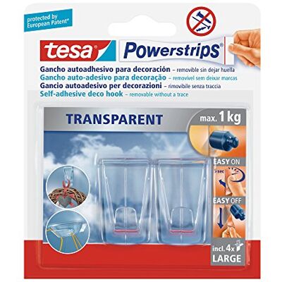 tesa Embalagem de 2 ganchos (XL) Powerstrips Deco e 4 tiras (L) cor transparente tesa Embalagem de 2 ganchos (XL) Powerstrips Deco e 4 tiras (L) cor transparente