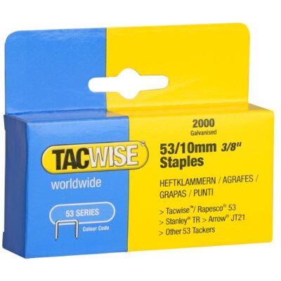 TACWISE grampos galvanizados de tipo 53/10 mm, embalagem de 2000 Grampos de arame fino resistentes TACWISE grampos galvanizados de tipo 53/10 mm, embalagem de 2000 Grampos de arame fino resistentes
