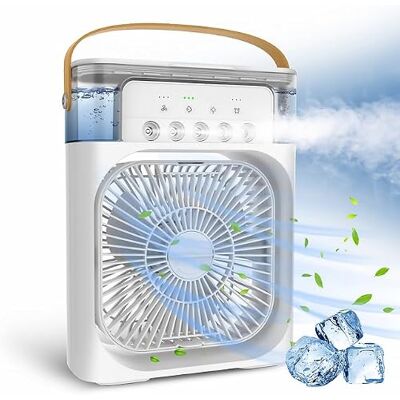 KLACK EUROPE Klack Ventilador portátil refrigerador de ar 4 em 1 ventilador, humidificador, aromaterapia e luz LED colorida branco KLACK EUROPE Klack Ventilador portátil refrigerador de ar 4 em 1 ventilador, humidificador, aromaterapia e luz LED colorida branco