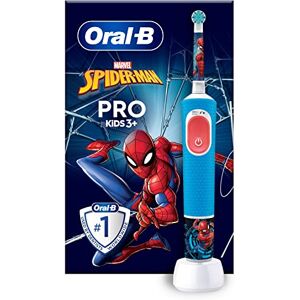 Oral-B Pro Kids Escova de dentes elétrica para crianças, 1 cabeça de escova de dentes, 4 decalques do Homem-Aranha, 2 modos com modo sensível adequado para crianças, para maiores de 3 Oral-B Pro Kids Escova de dentes elétrica para crianças, 1 cabeça de escova de dentes, 4 decalques do Homem-Aranha, 2 modos com modo sensível adequado para crianças, para maiores de 3