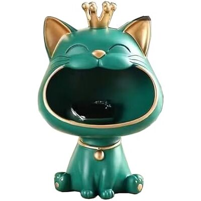 Moaobooh Figura de gato de la suerte, escultura para el hogar, sala de estar y entrada, caja de almacenamiento de llaves con diseño de gato riendo Moaobooh Figura de gato de la suerte, escultura para el hogar, sala de estar y entrada, caja de almacenamiento de llaves con diseño de gato riendo