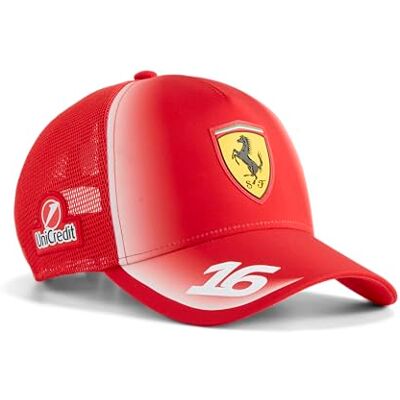 PUMA Colección Gorras Scuderia Ferrari F1 2026 Charles Leclerc Con un gráfico tonal en relieve de calor en la corona, Como se ve llevado por el equipo y los pilotos PUMA Colección Gorras Scuderia Ferrari F1 2026 Charles Leclerc Con un gráfico tonal en relieve de calor en la corona, Como se ve llevado por el equipo y los pilotos