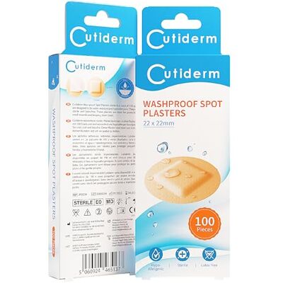 Cutiderm Apósitos impermeáveis redondos pequenos 22 x 22 mm 100 apósitos por caixa Cutiderm Apósitos impermeáveis redondos pequenos 22 x 22 mm 100 apósitos por caixa