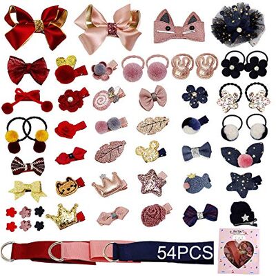 VEGCOO 54 Piezas Horquillas Pelo Niña Gomas Pelo Bebe, Pinza Clips Lazos Niña Accesorios para el Cabello con Caja Regalo para Niñas VEGCOO 54 Piezas Horquillas Pelo Niña Gomas Pelo Bebe, Pinza Clips Lazos Niña Accesorios para el Cabello con Caja Regalo para Niñas