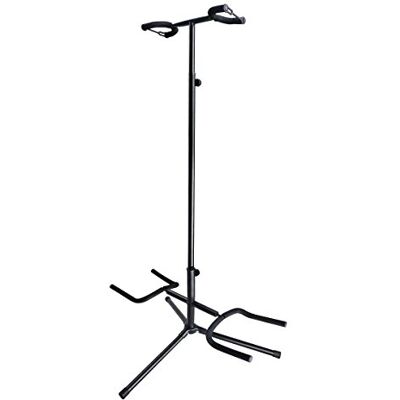 Soundsation Suporte duplo para guitarra e baixo, universal, com altura ajustável e fecho de segurança Soundsation Suporte duplo para guitarra e baixo, universal, com altura ajustável e fecho de segurança