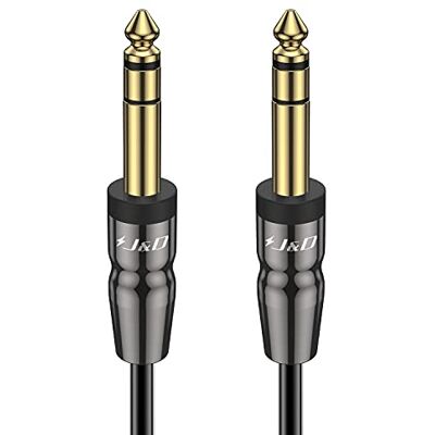 J&D Cable Jack 6,35 mm, capa de cobre banhada a ouro de 1/4 polegadas TRS instrumento cordão estéreo, cabo guitarra 6,3 TRS para guitarra elétrica, amplificador, baixo, mixer, teclado, 1,8 metros J&D Cable Jack 6,35 mm, capa de cobre banhada a ouro de 1/4 polegadas TRS instrumento cordão estéreo, cabo guitarra 6,3 TRS para guitarra elétrica, amplificador, baixo, mixer, teclado, 1,8 metros