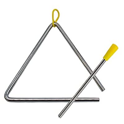 TRIXES Triângulo de instrumentos musicais de 4 polegadas – brincar com instrumentos de percussão como tambor, sinos, xilofofone e maracas, glockenspiel – para adultos, crianças, jogo de brinquedos TRIXES Triângulo de instrumentos musicais de 4 polegadas – brincar com instrumentos de percussão como tambor, sinos, xilofofone e maracas, glockenspiel – para adultos, crianças, jogo de brinquedos