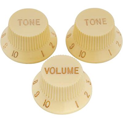 Musiclily Pro polegadas tamanho botões de potenciómetros Strat 2 tom 1 volume botões Set para guitarra elétrica USA Fender Stratocaster, creme Musiclily Pro polegadas tamanho botões de potenciómetros Strat 2 tom 1 volume botões Set para guitarra elétrica USA Fender Stratocaster, creme