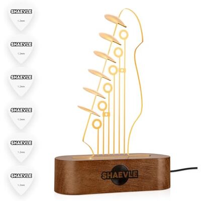 Shaevle Soporte para púas de guitarra, con 6 púas Suporte LED em forma de pá de guitarra um presente ideal para os amantes da guitarra Shaevle Soporte para púas de guitarra, con 6 púas Suporte LED em forma de pá de guitarra um presente ideal para os amantes da guitarra