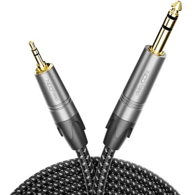 deleyCON 2 m Cabo de instrumento Jack 6,35 mm a 3,5 mm TRS (estéreo) AUX qualidade de estudo de cobre OFC puro (AWG24) para amplificador misturador guitarra elétrica baixo teclado deleyCON 2 m Cabo de instrumento Jack 6,35 mm a 3,5 mm TRS (estéreo) AUX qualidade de estudo de cobre OFC puro (AWG24) para amplificador misturador guitarra elétrica baixo teclado