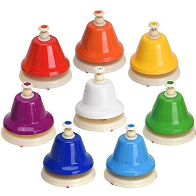 Juwacoo Sinos de mesa, 8 tons diánicos metal mão sinos, íris música sinos, aprendizagem musical que ensina instrumento de percussão, Juwacoo Sinos de mesa, 8 tons diánicos metal mão sinos, íris música sinos, aprendizagem musical que ensina instrumento de percussão,
