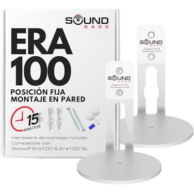 Sound bass Suporte de parede ERA 100 perfil baixo, branco, pack duplo, compatível com altifalante Sonos ERA100 & ERA 100 SL, completo com todos os acessórios de fixação Sound bass Suporte de parede ERA 100 perfil baixo, branco, pack duplo, compatível com altifalante Sonos ERA100 & ERA 100 SL, completo com todos os acessórios de fixação