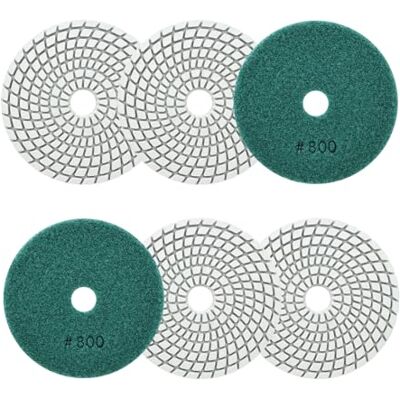 SANLEETEK Almofadas polidoras húmidas 4"/100 mm 6 peças grão 800 discos polidos para granito mármore pedra artificial quartzo para triturador angular SANLEETEK Almofadas polidoras húmidas 4"/100 mm 6 peças grão 800 discos polidos para granito mármore pedra artificial quartzo para triturador angular