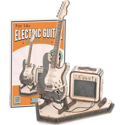 RoWood Quebra-cabeças de madeira 3D guitarra elétrica kits de modelos de madeira para adultos para construir, kit de construção de modelos de instrumentos musicais, kit de artesanato DIY, presente de RoWood Quebra-cabeças de madeira 3D guitarra elétrica kits de modelos de madeira para adultos para construir, kit de construção de modelos de instrumentos musicais, kit de artesanato DIY, presente de