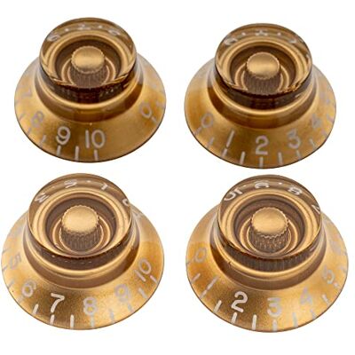 Musiclily Pro Imperial polegadas tamanho botões de potenciómetros forma de chapéu botões para USA guitarra elétrica Les Paul Style, ouro (conjunto de 4) Musiclily Pro Imperial polegadas tamanho botões de potenciómetros forma de chapéu botões para USA guitarra elétrica Les Paul Style, ouro (conjunto de 4)