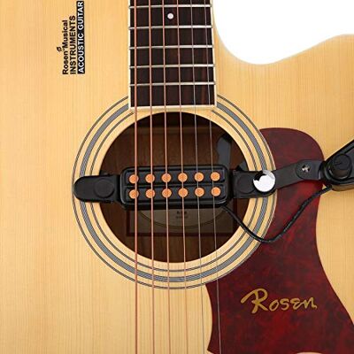 Voluxe Comprimido de guitarra, captador de transdutor de comprimidos de guitarra com volume e sintonizador de tom 12 orifícios de som preto para guitarra com orifício de som Voluxe Comprimido de guitarra, captador de transdutor de comprimidos de guitarra com volume e sintonizador de tom 12 orifícios de som preto para guitarra com orifício de som