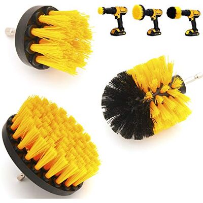 DTXLX Cepillo para taladro 3 piezas, cepillos eléctricos de limpieza, para suelos limpios de hogares y empresas, ladrillos, inodoros, bañeras, lavabos, coches, etc. (Amarillo) DTXLX Cepillo para taladro 3 piezas, cepillos eléctricos de limpieza, para suelos limpios de hogares y empresas, ladrillos, inodoros, bañeras, lavabos, coches, etc. (Amarillo)