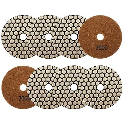 SANLEETEK Almofadas polidas diamante seco 4"/100 mm 8 peças grão 3000 discos polido para granito mármore pedra artificial quartzo para triturador angular SANLEETEK Almofadas polidas diamante seco 4"/100 mm 8 peças grão 3000 discos polido para granito mármore pedra artificial quartzo para triturador angular