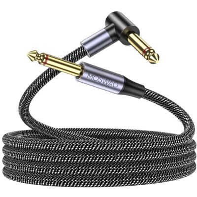 MOSWAG Cabo de guitarra 3 m, cabo de instrumento 6,35 mm, cabo de amplificador de guitarra elétrica TS de 6,35 mm, compatível com baixo, guitarra elétrica, amplificador MOSWAG Cabo de guitarra 3 m, cabo de instrumento 6,35 mm, cabo de amplificador de guitarra elétrica TS de 6,35 mm, compatível com baixo, guitarra elétrica, amplificador