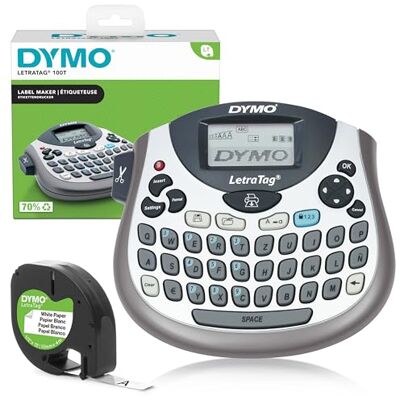 Dymo Etiquetadora LetraTag LT-100T Impressora de etiquetas portátil com teclado QWERTZ prateado ideal para o escritório ou a casa Dymo Etiquetadora LetraTag LT-100T Impressora de etiquetas portátil com teclado QWERTZ prateado ideal para o escritório ou a casa