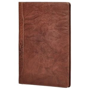 STILORD Pasta de couro A4 vintage porta-documentos grande de pele autêntica para reuniões e escritório com 2 ranhuras para cartões e 4 porta-canetas cor: preto, Brandy castanho, M, Malas STILORD Pasta de couro A4 vintage porta-documentos grande de pele autêntica para reuniões e escritório com 2 ranhuras para cartões e 4 porta-canetas cor: preto, Brandy castanho, M, Malas