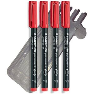 STAEDTLER Lumocolor permanente , 4 unidades, ponta F, vermelha) STAEDTLER Lumocolor permanente , 4 unidades, ponta F, vermelha)