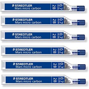 STAEDTLER Mars Micro Carbon 250 0,7 mm 2B Peças sobresselentes de chumbo para lápis, 6 tubos / pacotes (72 chumbo) 2B STAEDTLER Mars Micro Carbon 250 0,7 mm 2B Peças sobresselentes de chumbo para lápis, 6 tubos / pacotes (72 chumbo) 2B