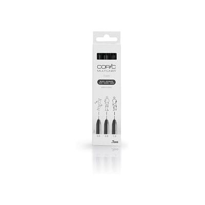 Copic Multiliner Set, preto, 3 fineliner em diferentes espessuras de traço, marcadores de desenho com ponta fina e tinta pigmentada resistente à água Copic Multiliner Set, preto, 3 fineliner em diferentes espessuras de traço, marcadores de desenho com ponta fina e tinta pigmentada resistente à água