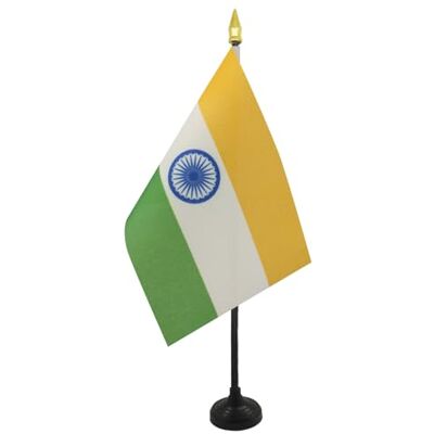 AZ FLAG Bandeira de mesa da Índia 15 x 10 cm bandeira de despacho indiana 10 x 15 cm ponta dourada AZ FLAG Bandeira de mesa da Índia 15 x 10 cm bandeira de despacho indiana 10 x 15 cm ponta dourada