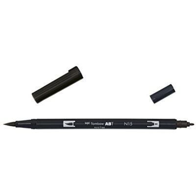 Tombow ABT Dual Brush Marcador aguarela de ponta dupla para desenhos profissional, lettering, manga, esboços e aguarela cor N15 Tombow ABT Dual Brush Marcador aguarela de ponta dupla para desenhos profissional, lettering, manga, esboços e aguarela cor N15