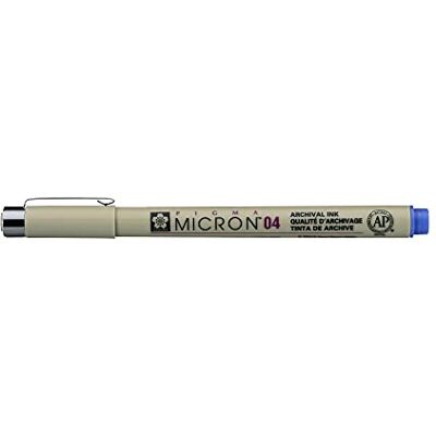 SAKURA Pigma Micron Fineliner Pen 04-0,40 mm, azul, tinta de arquivo resistente à água resistente ao desbotamento ideal para artistas, arquitetos e cientistas SAKURA Pigma Micron Fineliner Pen 04-0,40 mm, azul, tinta de arquivo resistente à água resistente ao desbotamento ideal para artistas, arquitetos e cientistas