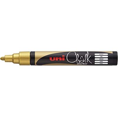 Uni-Ball 186210 Uni Chalk Marcador de giz com ponta redonda, cor dourada Uni-Ball 186210 Uni Chalk Marcador de giz com ponta redonda, cor dourada