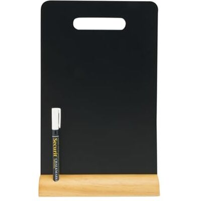 SECURIT Quadro de Mesa + Marcador Branco Quadro Portamenu Duplo com Alça Base de Madeira Lacada Café, Bar, Restaurante 33,5 x 21 x 6 cm Cor Natural/Preto SECURIT Quadro de Mesa + Marcador Branco Quadro Portamenu Duplo com Alça Base de Madeira Lacada Café, Bar, Restaurante 33,5 x 21 x 6 cm Cor Natural/Preto