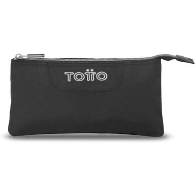TOTTO Estojo escolar 3 compartimentos, modelo de placa, estojo grande, dimensões 22 x 11 x 3,5 cm, um fecho, tecido resistente e repelente a líquidos, estampado preto TOTTO Estojo escolar 3 compartimentos, modelo de placa, estojo grande, dimensões 22 x 11 x 3,5 cm, um fecho, tecido resistente e repelente a líquidos, estampado preto