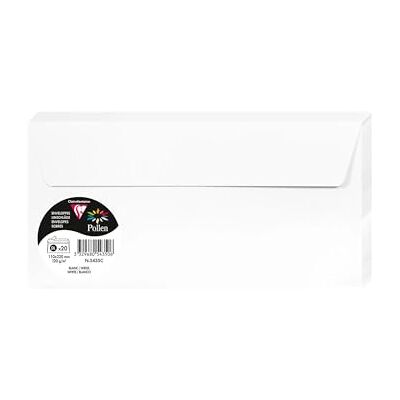 Clairefontaine 5435C Um pacote de 20 veloppes pollen formato DL (11 x 22 cm) 120 g- Enveloppes auto-aderentes branco Clairefontaine 5435C Um pacote de 20 veloppes pollen formato DL (11 x 22 cm) 120 g- Enveloppes auto-aderentes branco