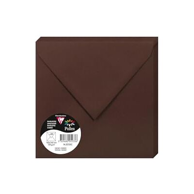 Clairefontaine , Embalagem de 20 envelopes acolchoados, formato quadrado de 16,5 x 16,5 cm, 120 g/m², cor: cacau, convites e correspondência, gama de pólen papel premium liso Clairefontaine , Embalagem de 20 envelopes acolchoados, formato quadrado de 16,5 x 16,5 cm, 120 g/m², cor: cacau, convites e correspondência, gama de pólen papel premium liso