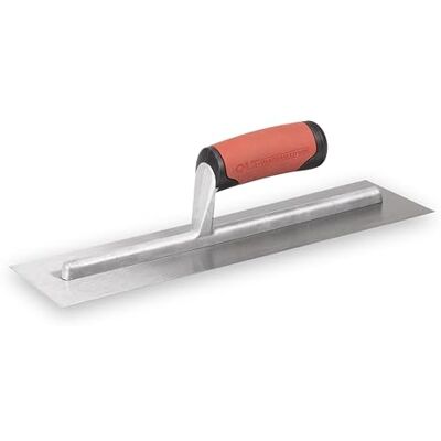 Marshalltown Fratadeira com cabo de aderência suave em aço carbono, máquina de cortar alisamento de betão e terra, dimensões da máquina de fratas: 356 x 102 mm Marshalltown Fratadeira com cabo de aderência suave em aço carbono, máquina de cortar alisamento de betão e terra, dimensões da máquina de fratas: 356 x 102 mm