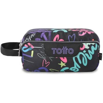 TOTTO Estojo escolar 3 compartimentos, modelo Agapec, estojo grande, dimensões 23 x 11,5 x 10,5 cm, pega lateral, puxadores ergonómicos com PVC, tecido resistente, Letry, Necessores TOTTO Estojo escolar 3 compartimentos, modelo Agapec, estojo grande, dimensões 23 x 11,5 x 10,5 cm, pega lateral, puxadores ergonómicos com PVC, tecido resistente, Letry, Necessores