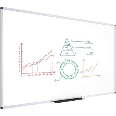 VIZ-PRO Pizarra Blanca Magnética Grande 180 x 120 cm con Marco de Aluminio Montagem na parede, com bandeja para marcadores, ideal para escritório, escola e casa VIZ-PRO Pizarra Blanca Magnética Grande 180 x 120 cm con Marco de Aluminio Montagem na parede, com bandeja para marcadores, ideal para escritório, escola e casa