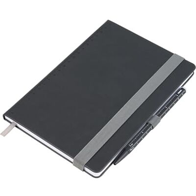 TROIKA Bloc de notas A5 con bolígrafos SLIMPAD banda elástica, bucle para bolígrafo, marcapáginas para reuniones, tareas pendientes, agenda papel FSC polipiel, metal negro Original TROIKA Bloc de notas A5 con bolígrafos SLIMPAD banda elástica, bucle para bolígrafo, marcapáginas para reuniones, tareas pendientes, agenda papel FSC polipiel, metal negro Original