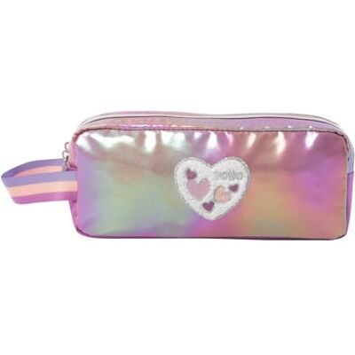 TOTTO Estojo escolar de dois compartimentos, modelo Glowy, estojo grande, dimensões 23 x 12 x 9 cm, pega lateral, com identificador na parte posterior, compacto e resistente, estampado rosa TOTTO Estojo escolar de dois compartimentos, modelo Glowy, estojo grande, dimensões 23 x 12 x 9 cm, pega lateral, com identificador na parte posterior, compacto e resistente, estampado rosa