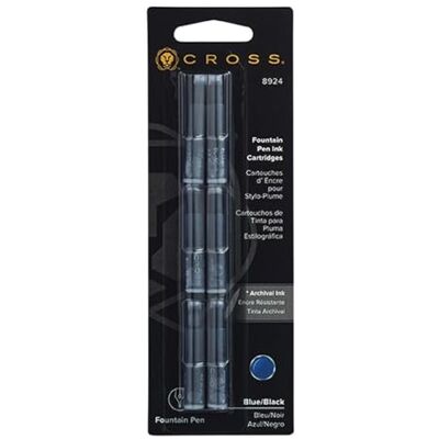 Cross 8924 Pack de 6 cartuchos de recarga de tinta para caneta, cor azul/preto Cross 8924 Pack de 6 cartuchos de recarga de tinta para caneta, cor azul/preto
