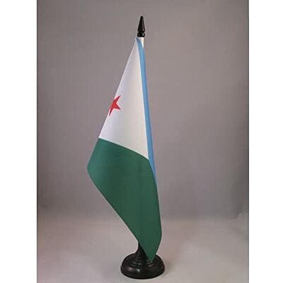 AZ FLAG Bandeira de mesa jibuti 21 x 14 cm poliéster 100D base de plástico AZ FLAG Bandeira de mesa jibuti 21 x 14 cm poliéster 100D base de plástico