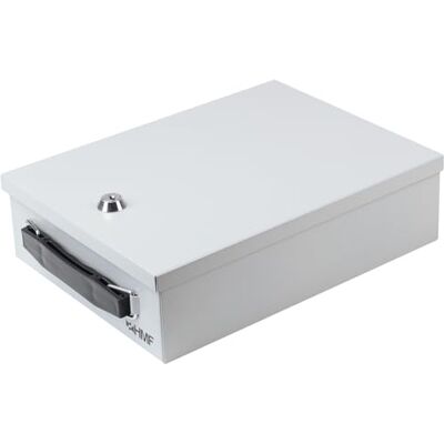 HMF 140 07 Caixa de segurança para documentos, 27 x 20,5 x 8 cm, DIN A5, cinzento claro HMF 140 07 Caixa de segurança para documentos, 27 x 20,5 x 8 cm, DIN A5, cinzento claro